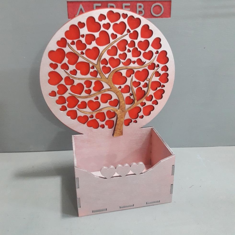 طرح جعبه با طرح درخت قلبی مناسب برای استفاده در دستگاه های cnc چوب و cnc لیزر - laser cut box with hearts tree cdr file