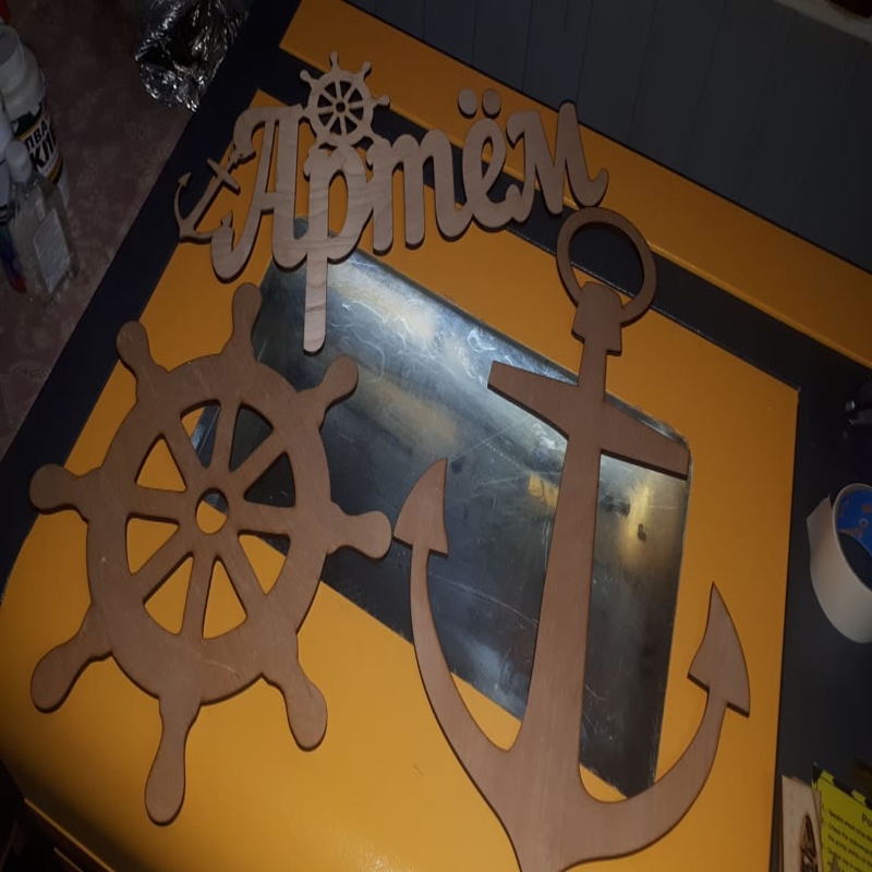 طرح لنگر و سکان کشتی مناسب برای استفاده در دستگاه های cnc چوب و cnc لیزر - laser cut ship anchor and helm template cdr file