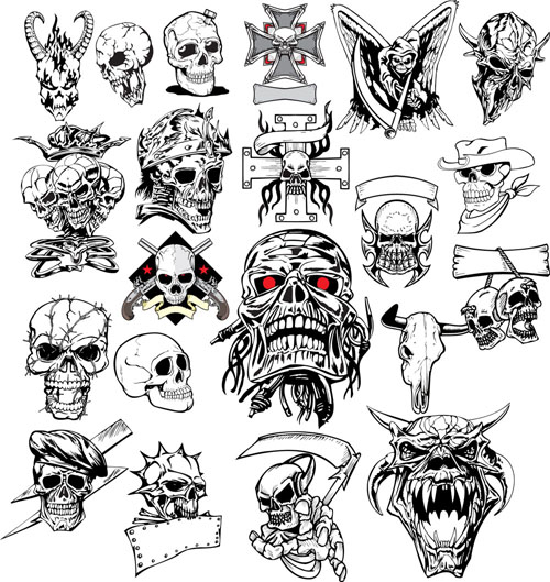 طرح فایل وکتور مجموعه سر جمجمه تروریست . مناسب برای استفاده در دستگاه های cnc چوب و cnc لیزر - terror skull head vector set eps file