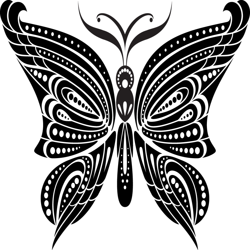 طرح تاتو پروانه سیاه مناسب برای استفاده در دستگاه های cnc چوب و cnc لیزر - black butterfly tattoo eps file