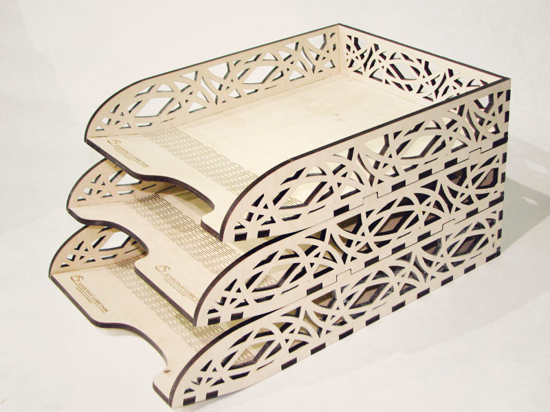 طرح جعبه نامه اداری مناسب برای استفاده در دستگاه های cnc چوب و cnc لیزر - laser cut stackable office letter organizer desk tray cdr file