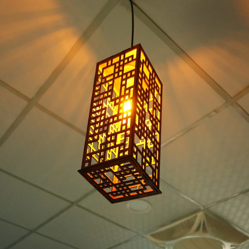طرح چراغ آویز چوبی مناسب برای استفاده در دستگاه های cnc چوب و cnc لیزر - laser cut wooden pendant light hanging lamp cdr file
