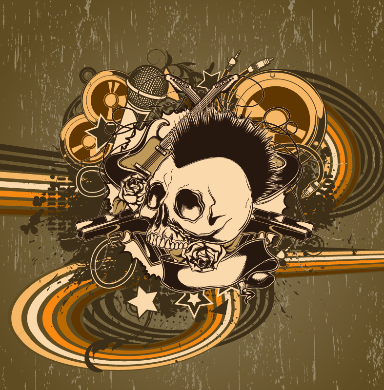 طرح پوستر جمجمه قدیمی وکتور مناسب برای استفاده در دستگاه های cnc چوب و cnc لیزر - old skull poster vector art eps file