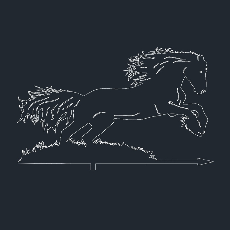 طرح بادنمای اسب مناسب برای استفاده در دستگاه های cnc چوب و cnc لیزر - horse weathervane dxf file