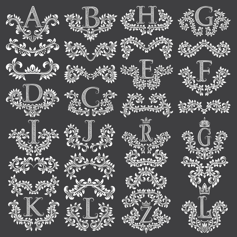طرح حروف فانتزی تزئینی مناسب برای استفاده در دستگاه های cnc چوب و cnc لیزر - decorative fancy letters eps file