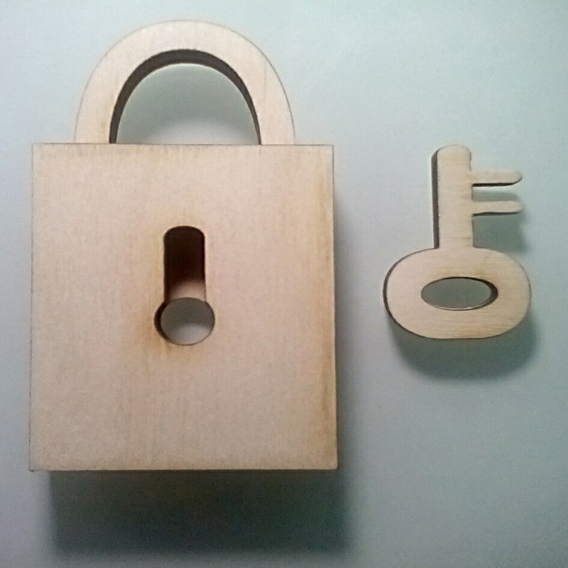 طرح قفل و کلید مناسب برای استفاده در دستگاه های cnc چوب و cnc لیزر - laser cut padlock with key svg file