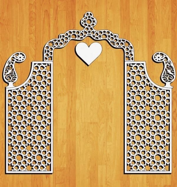 طرح پرده تزئینی عروسی مناسب برای استفاده در دستگاه های cnc چوب و cnc لیزر - laser cut decorative wedding screen cdr file