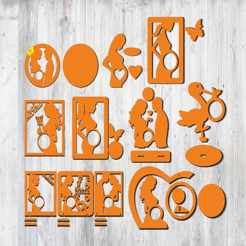 طرح قاب عکس سونوگرافی مناسب برای استفاده در دستگاه های cnc چوب و cnc لیزر - laser cut ultrasound photo frames cdr file