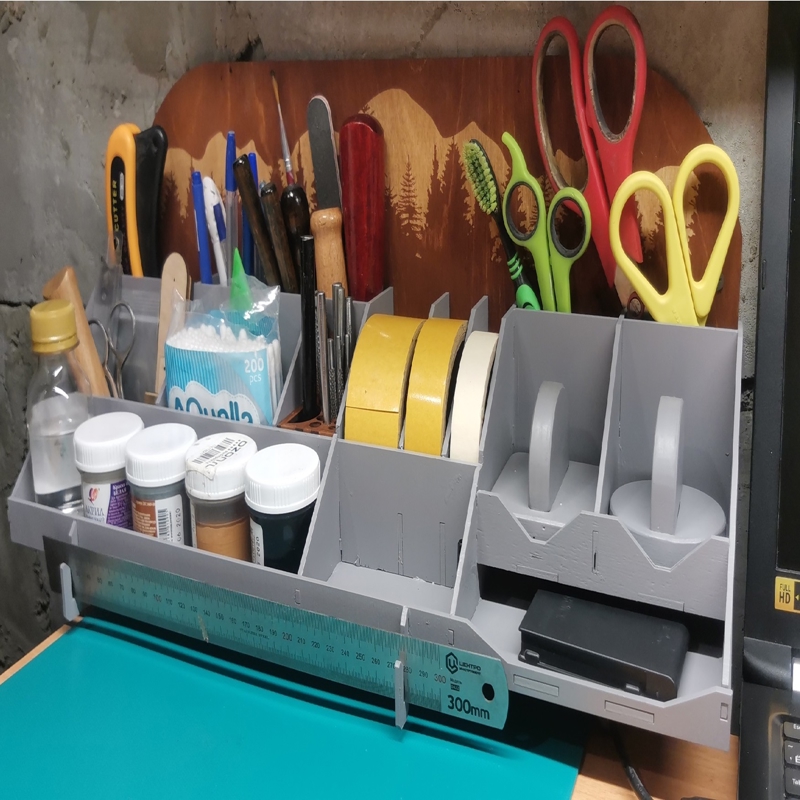 طرح میز تحریر و دفتر کار خانگی مناسب برای استفاده در دستگاه های cnc چوب و cnc لیزر - laser cut home office desk organizer dxf file