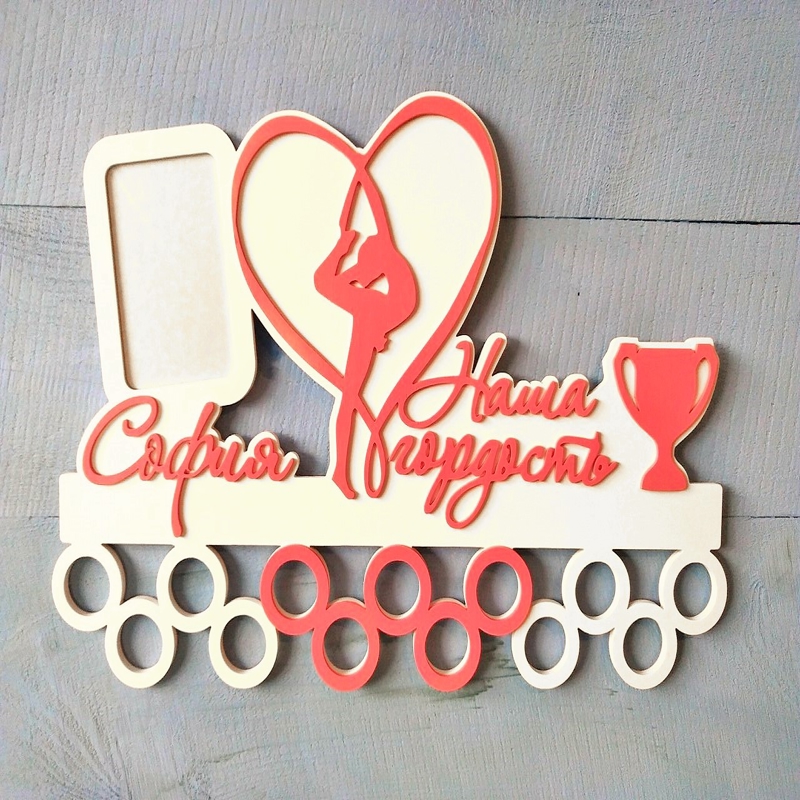 طرح مدال ژیمناستیک شخصی مناسب برای استفاده در دستگاه های cnc چوب و cnc لیزر - personalized gymnastics medals holder laser cut template dxf file