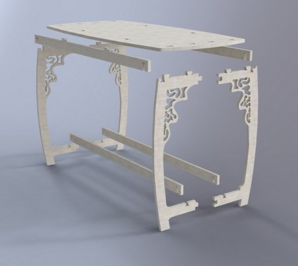 طرح میز ۱۵ میلی‌متری مناسب برای استفاده در دستگاه های cnc چوب و cnc لیزر - table 15mm dxf file