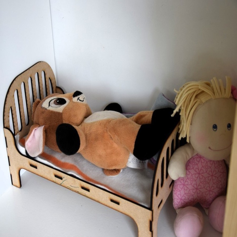 طرح تخت عروسک به ضخامت ۳ میلی‌متر مناسب برای استفاده در دستگاه های cnc چوب و cnc لیزر - laser cut doll bed 3mm svg file