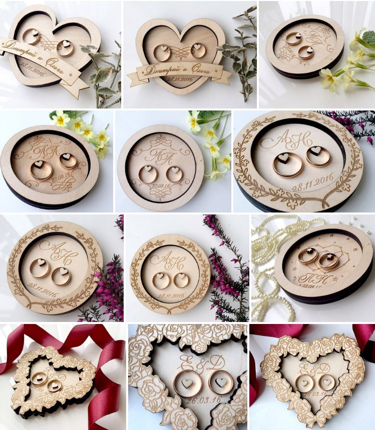 طرح جعبه انگشتر به شکل قلب مناسب برای استفاده در دستگاه های cnc چوب و cnc لیزر - laser cut ring box template heart shape cdr file