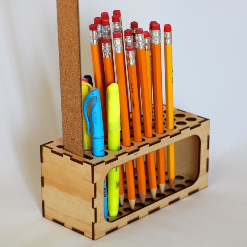 طرح جا مدادی و جامدادی مناسب برای استفاده در دستگاه های cnc چوب و cnc لیزر - pencil holder desktop organizer laser cut template dxf file