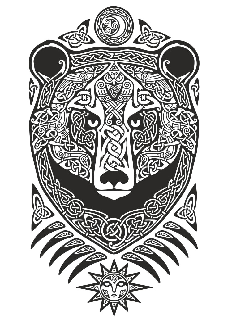 طرح خرس سلتیک مناسب برای استفاده در دستگاه های cnc چوب و cnc لیزر - celtic bear cdr file