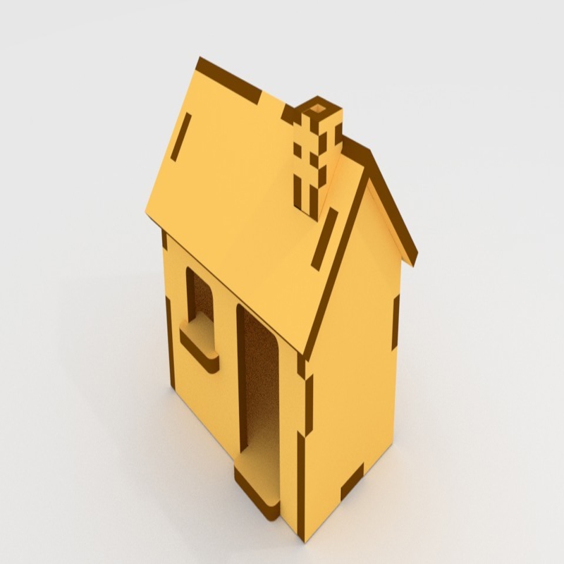 طرح خانه سه بعدی ساده مناسب برای استفاده در دستگاه های cnc چوب و cnc لیزر - laser cut simple 3d house svg file