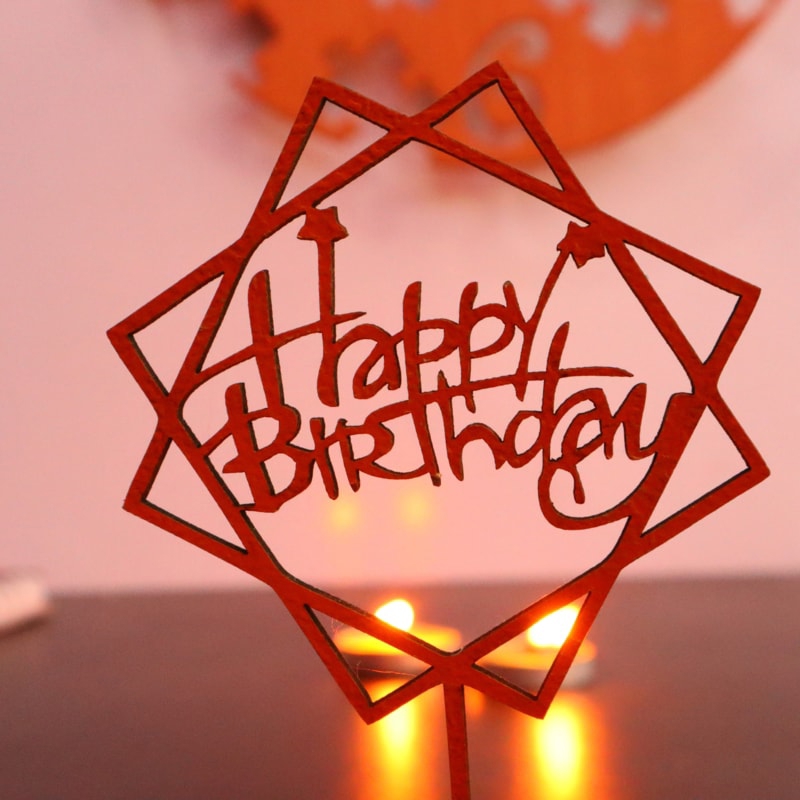 طرح کیک تولدت مبارک مناسب برای استفاده در دستگاه های cnc چوب و cnc لیزر - laser cut happy birthday cake topper dxf file