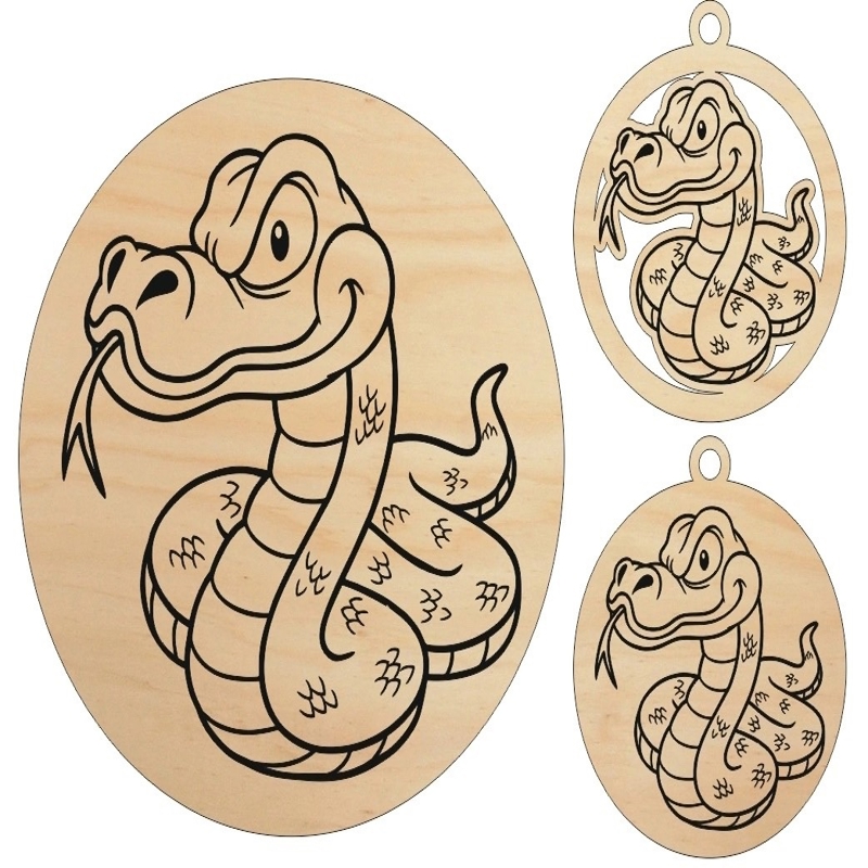 طرح آویز مار مناسب برای استفاده در دستگاه های cnc چوب و cnc لیزر - laser cut snake pendant cdr file