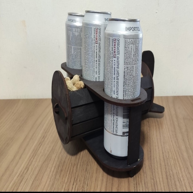 طرح جعبه نوشابه هواپیما مناسب برای استفاده در دستگاه های cnc چوب و cnc لیزر - laser cut airplane beer caddy cdr file