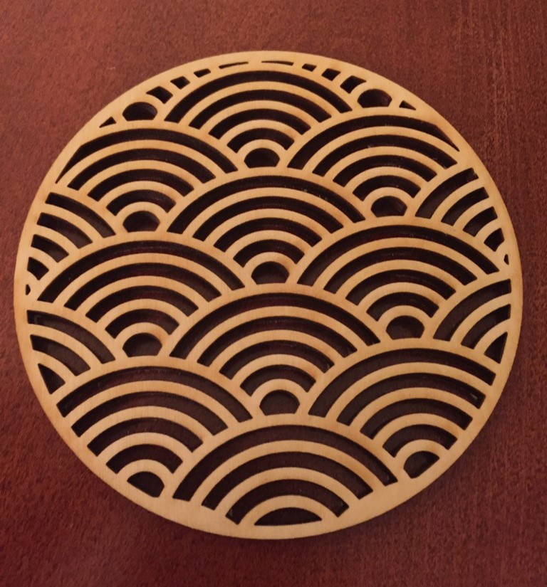طرح سگایها مناسب برای استفاده در دستگاه های cnc چوب و cnc لیزر - laser cut seigaiha pattern trivet svg file