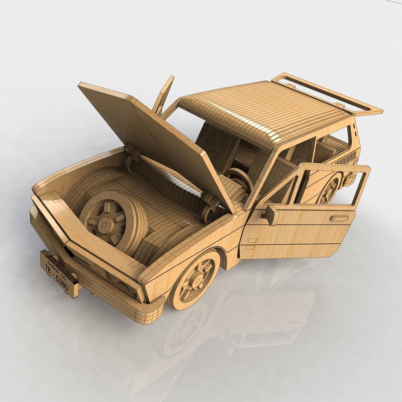 طرح فولکس واگن برزیل مناسب برای استفاده در دستگاه های cnc چوب و cnc لیزر - laser cut volkswagen brasilia cdr file