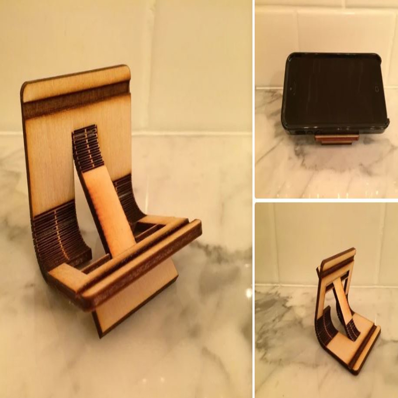 طرح پایه نگهدارنده گوشی قابل مناسب برای استفاده در دستگاه های cnc چوب و cnc لیزر - laser cut portable phone stand dxf file