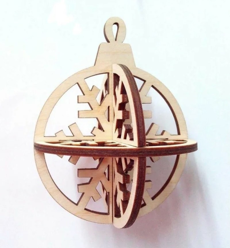 طرح سه بعدی تزیینات توپ کریسمس مناسب برای استفاده در دستگاه های cnc چوب و cnc لیزر - laser cut christmas ball ornament 3d decor cdr file