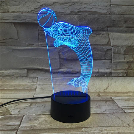 طرح چراغ اکریلیک سه بعدی دلفین مناسب برای استفاده در دستگاه های cnc چوب و cnc لیزر - laser cut dolphin 3d acrylic lamp cdr file