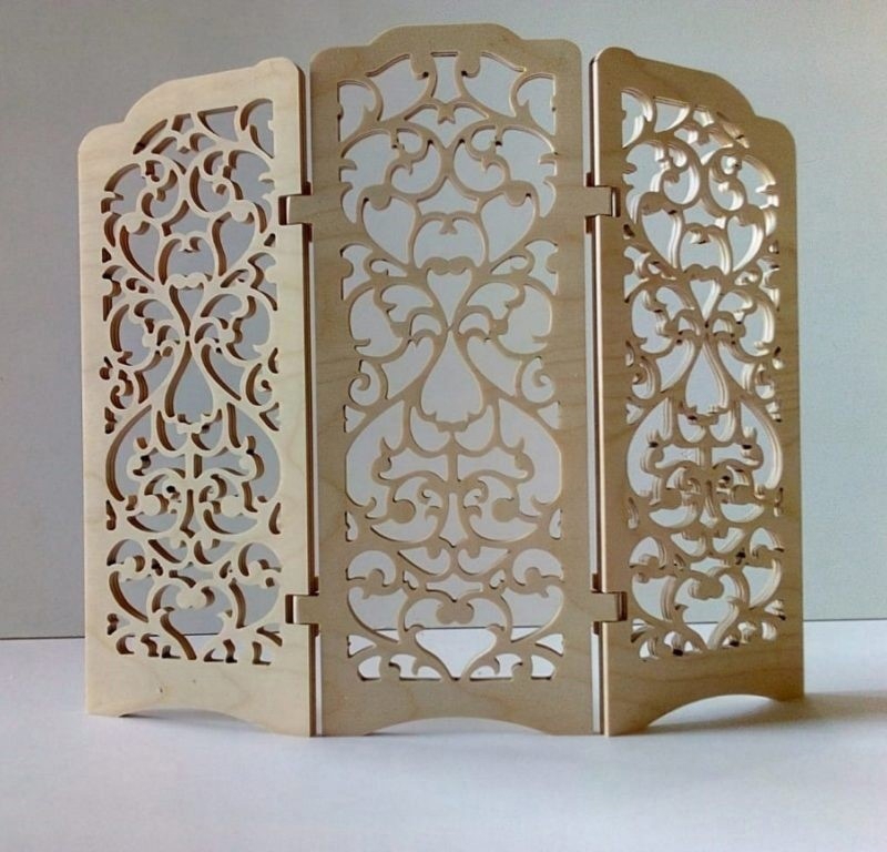 طرح پرده اتاق سه پنلی مناسب برای استفاده در دستگاه های cnc چوب و cnc لیزر - laser cut three panel room screen dxf file