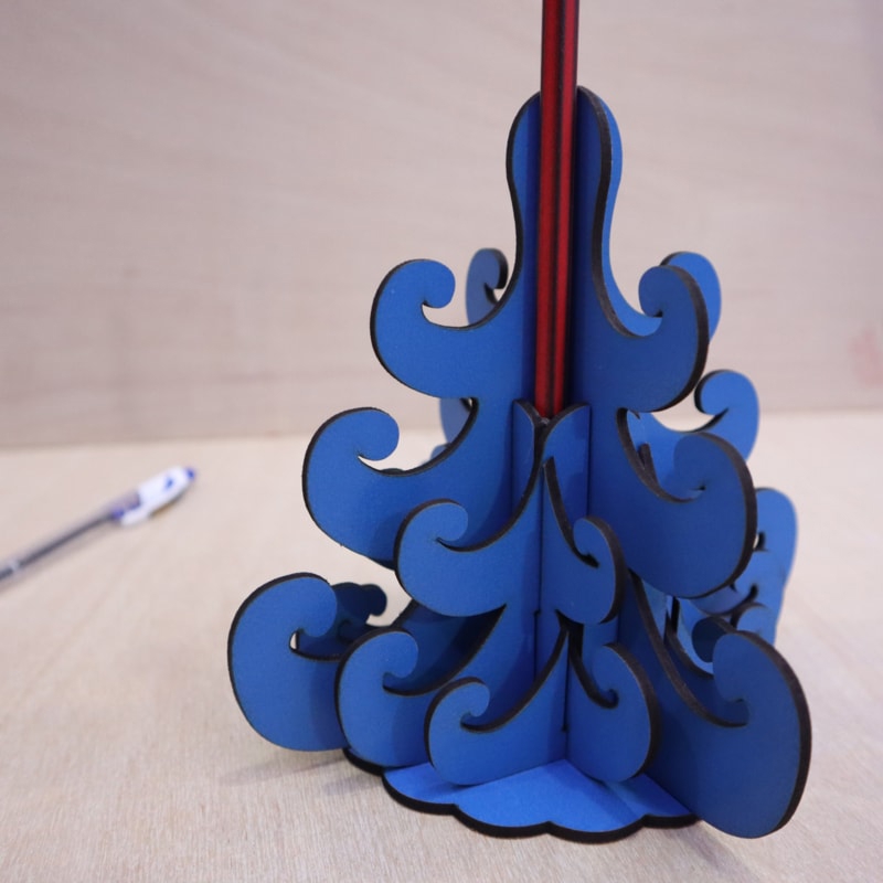 طرح گل با فرمت mdf و ضخامت 3 میلی‌متر مناسب برای استفاده در دستگاه های cnc چوب و cnc لیزر - laser cut flower pen holder mdf 3mm dxf file