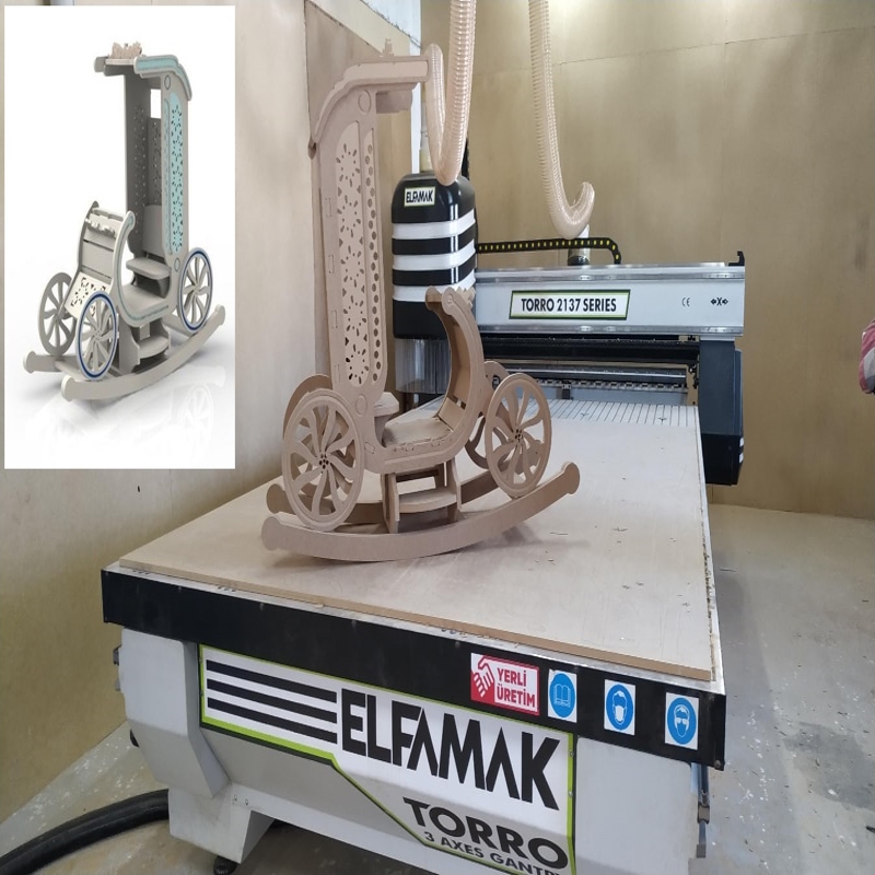 طرح صندلی گهواره ای مناسب برای استفاده در دستگاه های cnc چوب و cnc لیزر - laser cut rocking chair template cdr file