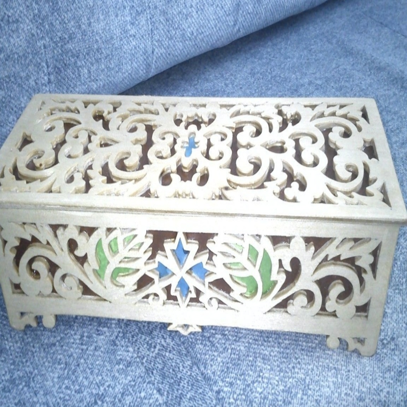 طرح جعبه تزئینی با درب، مناسب برای استفاده در دستگاه های cnc چوب و cnc لیزر - laser cut decorative box with lid template cdr file
