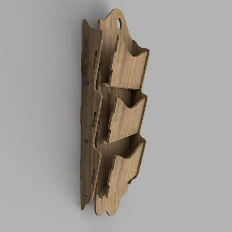 طرح جا مجله دیواری آویز مناسب برای استفاده در دستگاه های cnc چوب و cnc لیزر - laser cut hanging wall mount magazine holder cdr file