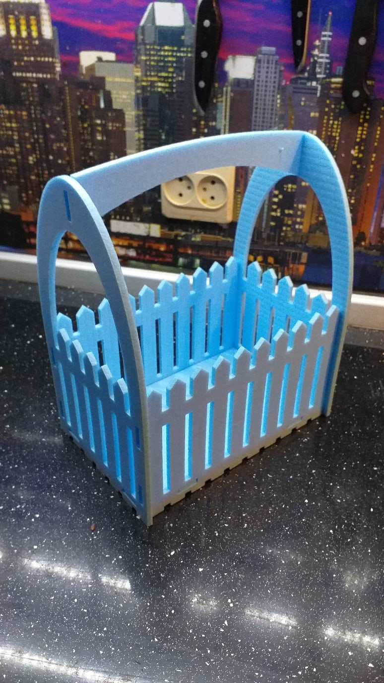 طرح سبد گل با طرح حصار مناسب برای استفاده در دستگاه های cnc چوب و cnc لیزر - laser cut flower basket with fence cdr file