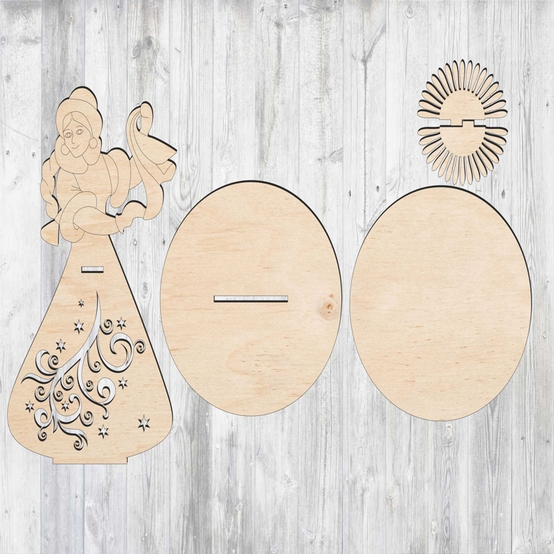 طرح جا دستمال کاغذی دختر برفی مناسب برای استفاده در دستگاه های cnc چوب و cnc لیزر - laser cut snow maiden napkin holder cdr file