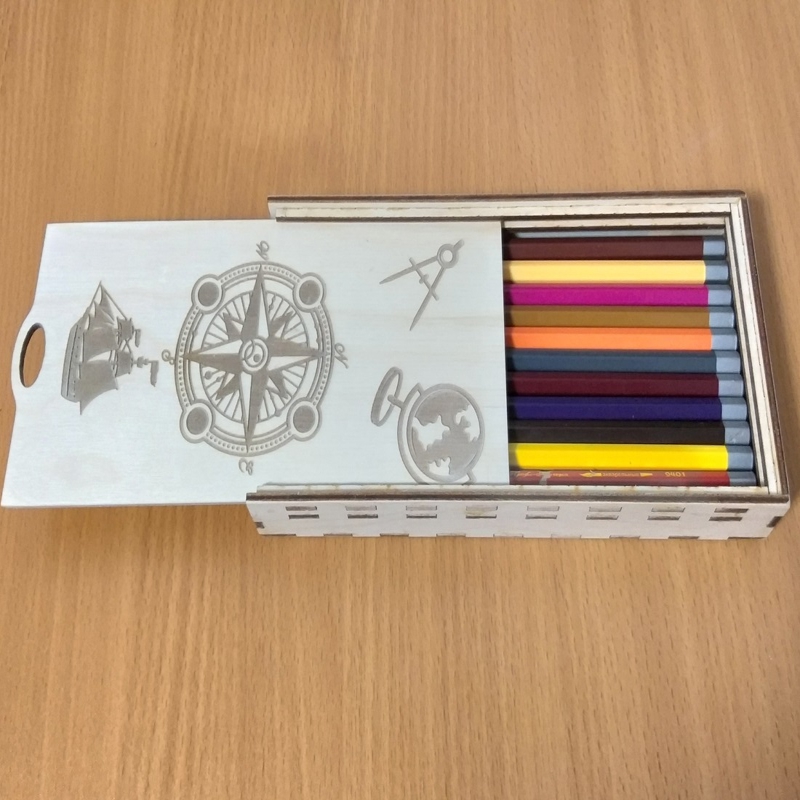 طرح جعبه مداد چوبی با درب کشویی مناسب برای استفاده در دستگاه های cnc چوب و cnc لیزر - laser cut wooden pencil case sliding lid box cdr file