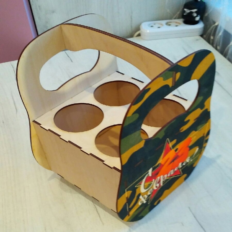 طرح جعبه نوشابه چوبی شخصی مناسب برای استفاده در دستگاه های cnc چوب و cnc لیزر - laser cut personalized wooden beer caddy cdr file