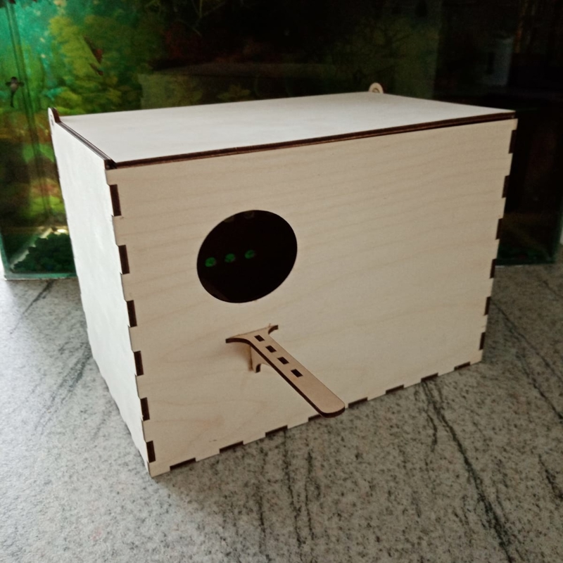 طرح جعبه لانه طوطی و مرغ عشق مناسب برای استفاده در دستگاه های cnc چوب و cnc لیزر - laser cut bird parrot budgie nest breeding box cdr file