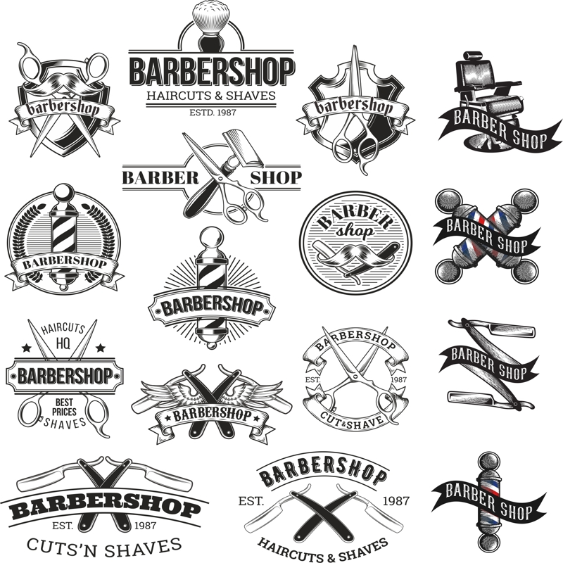 طرح مجموعه لوگو آرایشگاه زنانه مناسب برای استفاده در دستگاه های cnc چوب و cnc لیزر - barbershop logo set cdr file