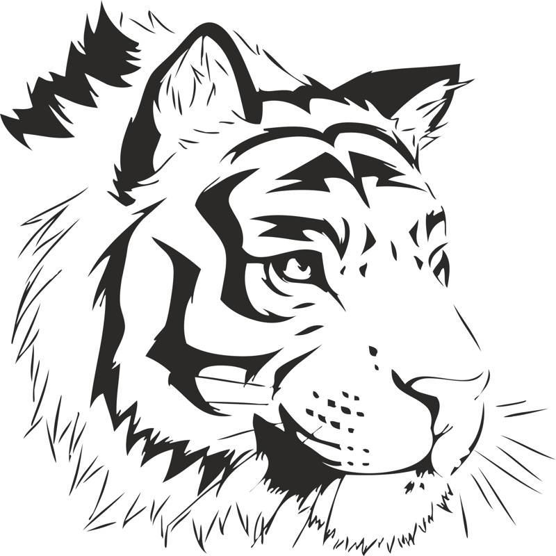 طرح استیکر طرح ببر مناسب برای استفاده در دستگاه های cnc چوب و cnc لیزر - tiger stencil sticker cdr file