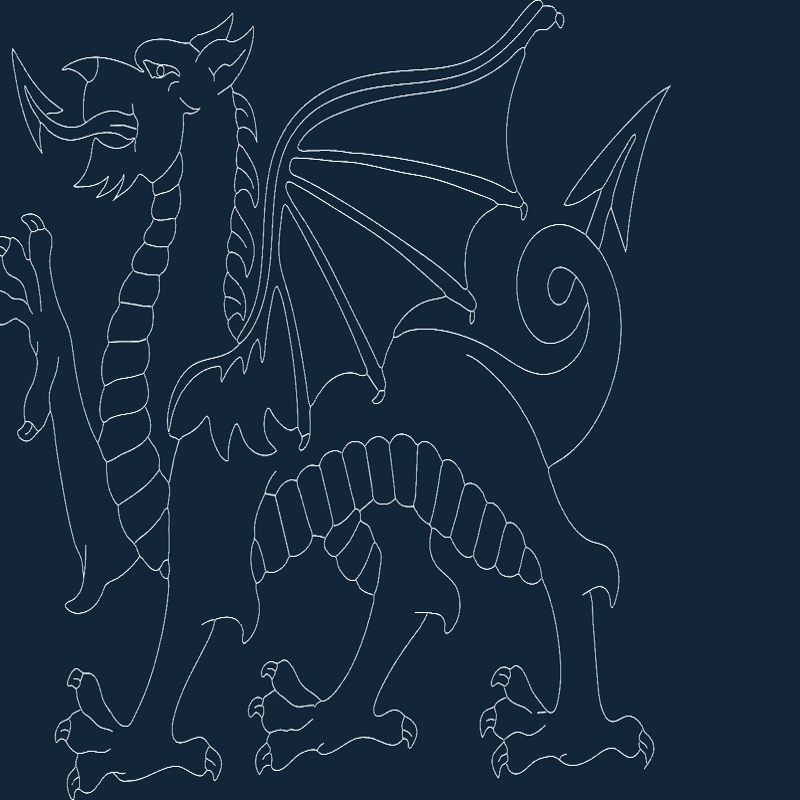 طرح اژدهای ولزی مناسب برای استفاده در دستگاه های cnc چوب و cnc لیزر - welsh dragon dxf file