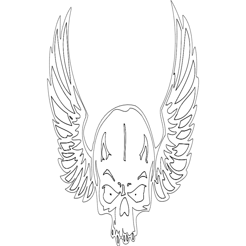 طرح جمجمه بال مناسب برای استفاده در دستگاه های cnc چوب و cnc لیزر - wing skull dxf file