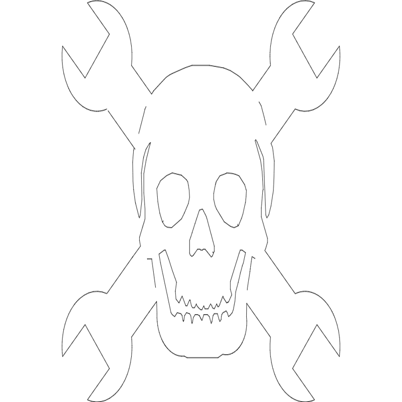 طرح آچار جمجمه مناسب برای استفاده در دستگاه های cnc چوب و cnc لیزر - skull wrench dxf file