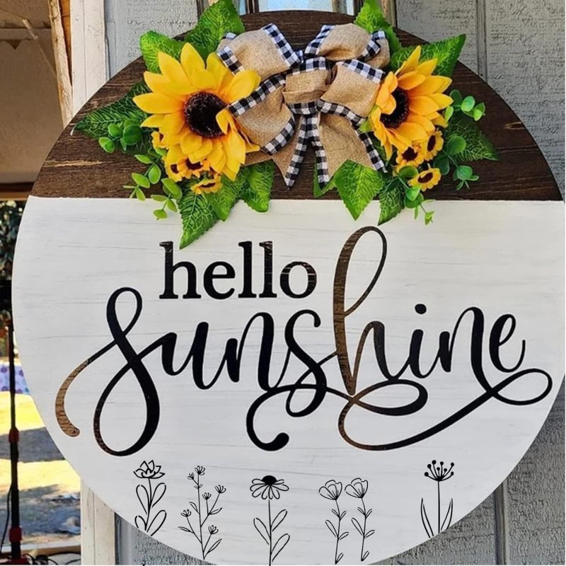 طرح تابلو سلام آفتاب مناسب برای استفاده در دستگاه های cnc چوب و cnc لیزر - laser cut hello sunshine sign