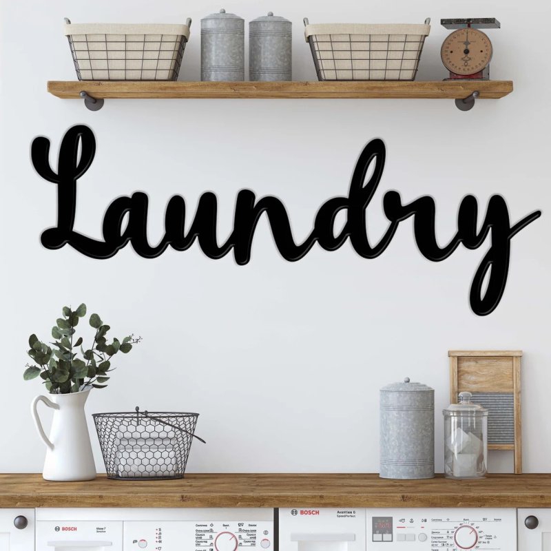 طرح تابلوی اتاق رختشویی مناسب برای استفاده در دستگاه های cnc چوب و cnc لیزر - laser cut laundry room sign decor