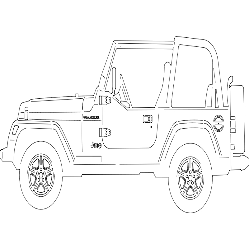 طرح نمای کناری جیپ مناسب برای استفاده در دستگاه های cnc چوب و cnc لیزر - jeep side dxf file