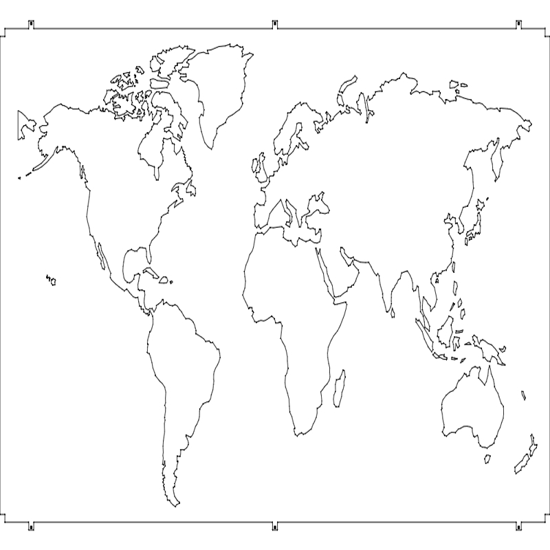 طرح نقشه جهان مناسب برای استفاده در دستگاه های cnc چوب و cnc لیزر - world map dxf file
