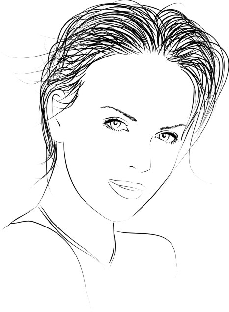 طرح وکتور هنری زن خط سیاه مناسب برای استفاده در دستگاه های cnc چوب و cnc لیزر - black line woman vector art cdr file