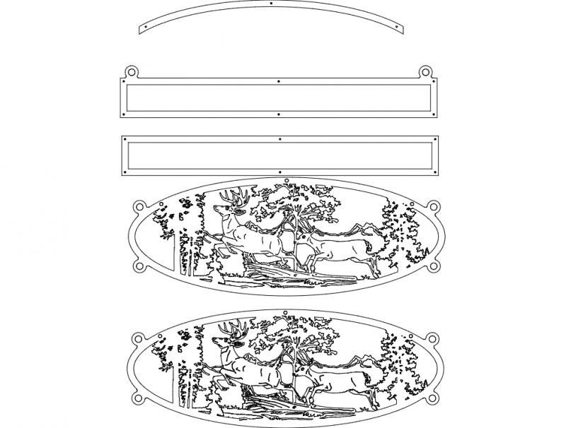 طرح علامت بیضی بزرگ شماره ۵ مناسب برای استفاده در دستگاه های cnc چوب و cnc لیزر - large oval sign 5 dxf file