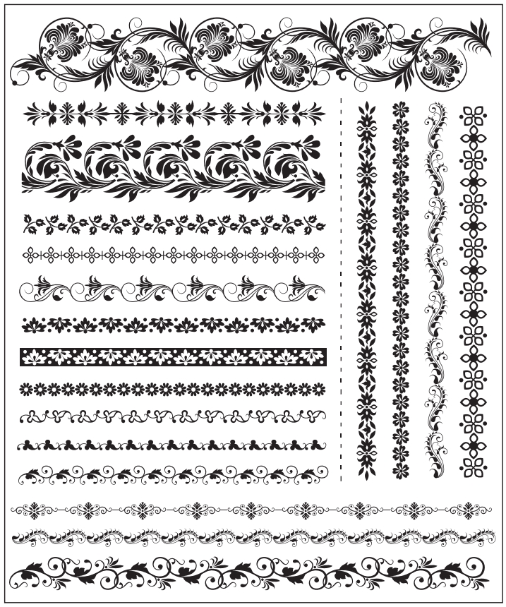 طرح مجموعه المان های تزئینی گلدار . مناسب برای استفاده در دستگاه های cnc چوب و cnc لیزر - set of floral decorative elements eps file